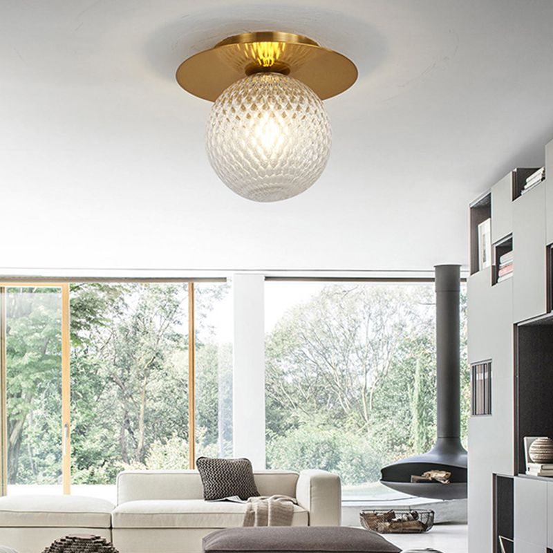 Clear/Light-Brown/Cream Orbit Ceiling Light Modern Glass 1 Light Kitchen Flushmount Ceiling Lamp