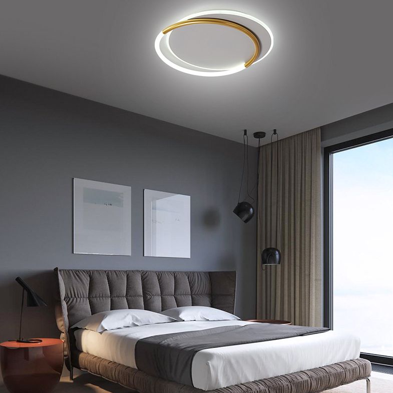 Nordic Minimalist Circles LED Plafondlamp Metal+Acryl Ring Creatief Ontwerp Verlichting Fixture in Goud