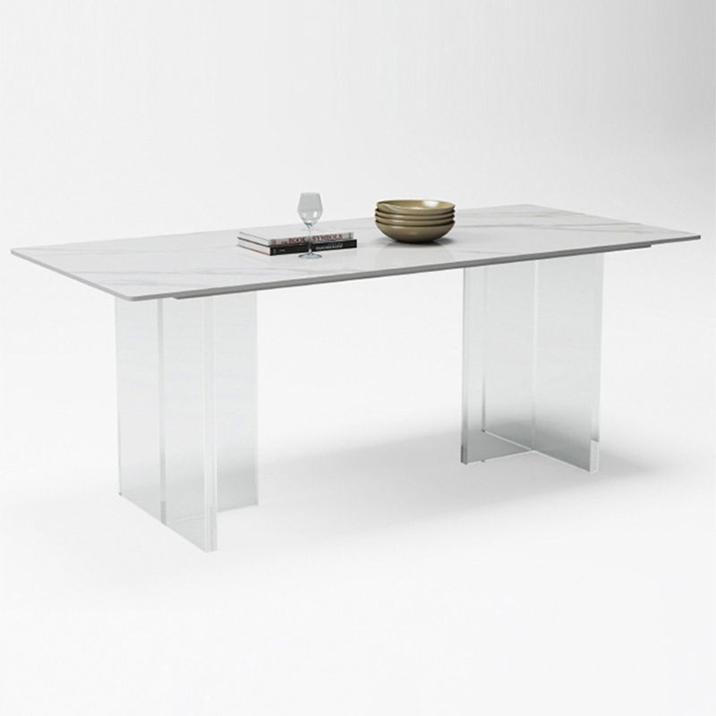 Acrylic Contemporary Rectangular Dining Table Sintered Stone Table with Acrylic base