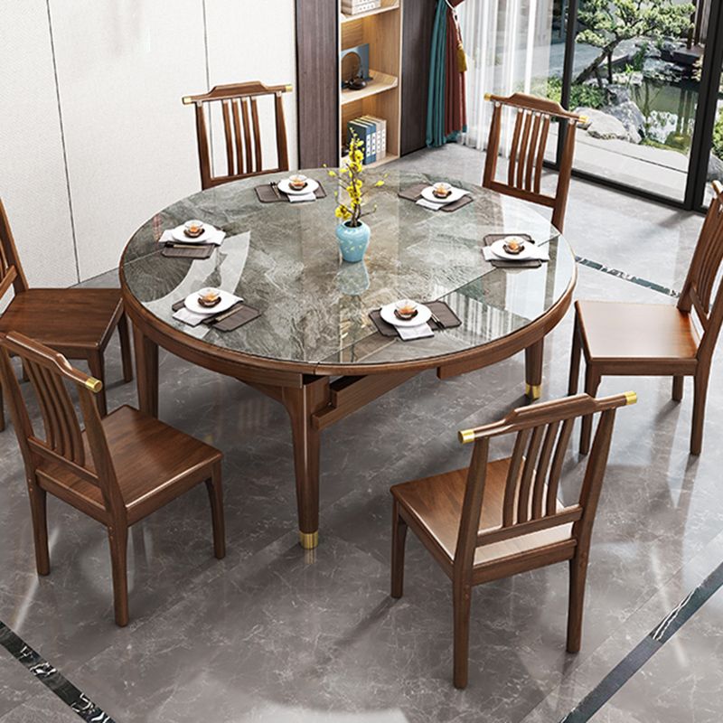 Modern Simple Dining Table Sintered Stone Dinner Table with Wood Legs