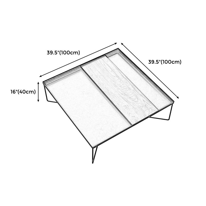 Modern Black Metal Cross Legs Coffee Table Rectangle/Square Table