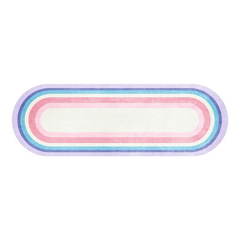 Purple Simple Rug Polyester Chromatic Stripe Rug Washable Rug for Living Room