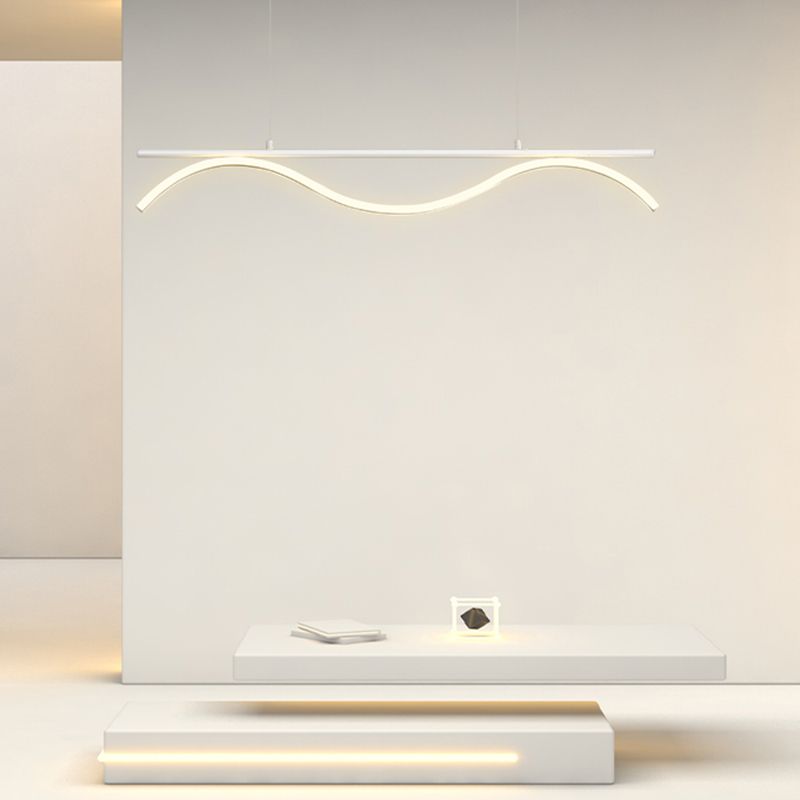 Linear Shape Island Lighting Idea Modern Style Metal 1-Light Island Pendant