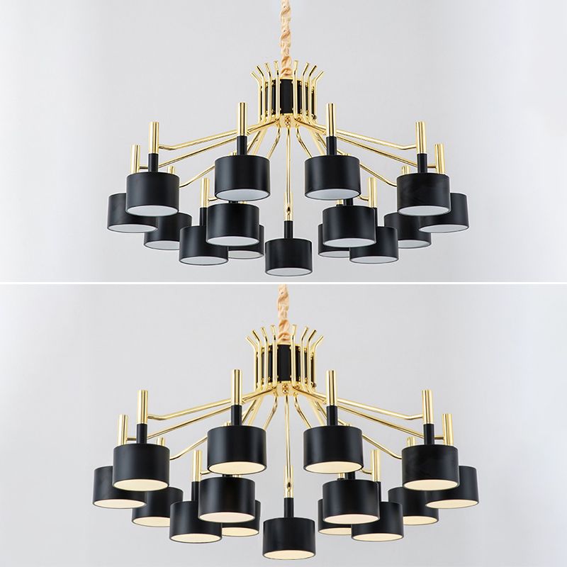 Drum Shade Chandelier Light Post-modern Metal Living Room Suspended Lighting