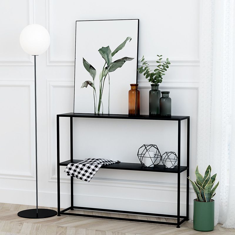 Iron Rectangle Console Table Modern Frame Base Accent Table for Hall