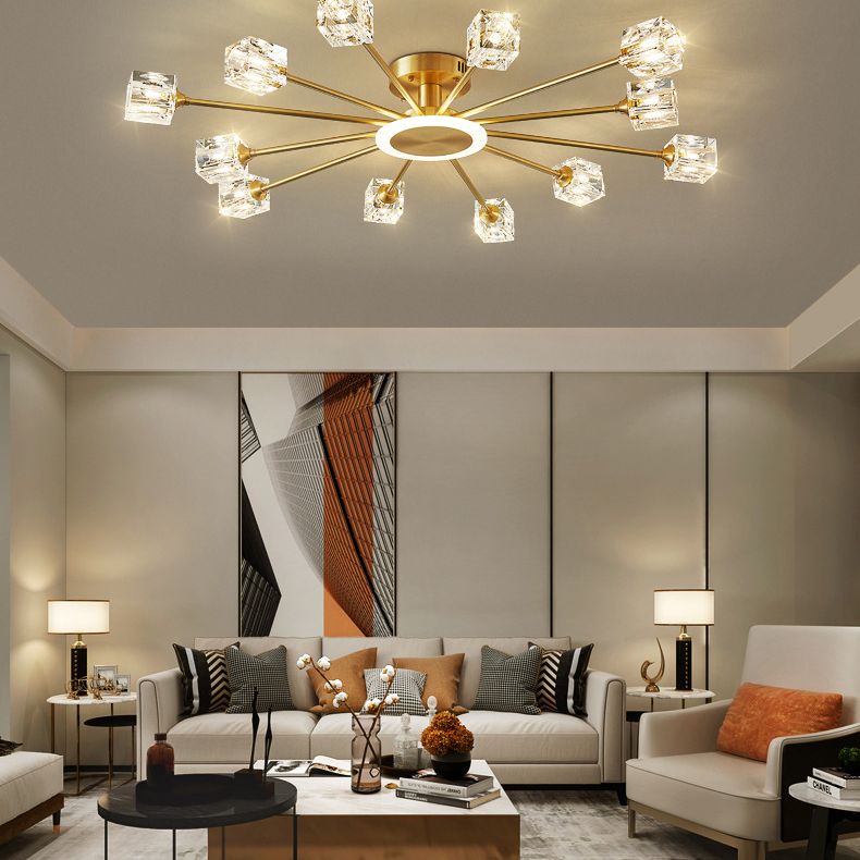 Sputnik Flush Mount Ceiling Light Modern Crystal Ceiling Mount Chandelier