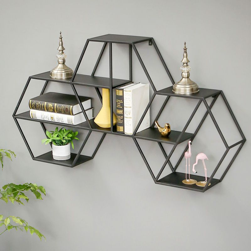 Industrial Metal Bookcase Floating 48.5"L Bookcase for Home Office