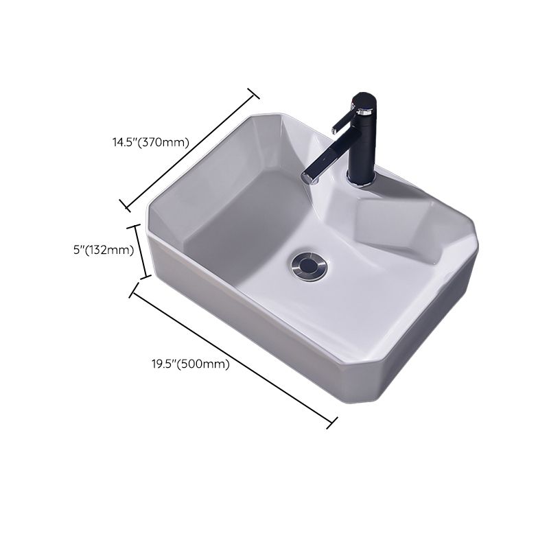 Modern Vessel Bathroom Sink Rectangular Porcelain Basin Sink (Not Include Faucet)