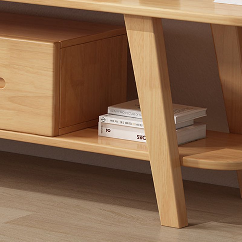 Contemporary Wood TV Stand Console Open Storage TV Media Stand with Legs for Living Room