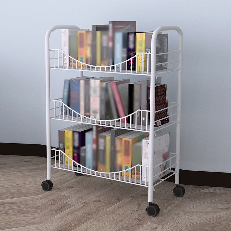 Steel Industrial Etagere Bookshelf Open Vertical Bookshelf with Caster Wheels