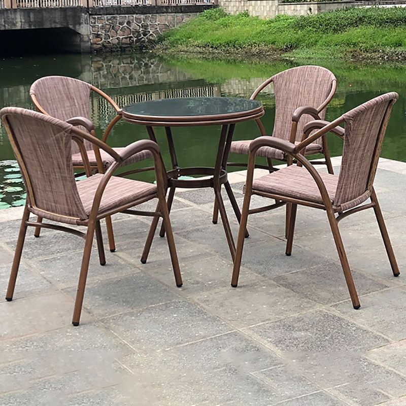 Modern Tempered Glass Dining Table Set 1/5 Pieces Dining Table Set for Outdoor