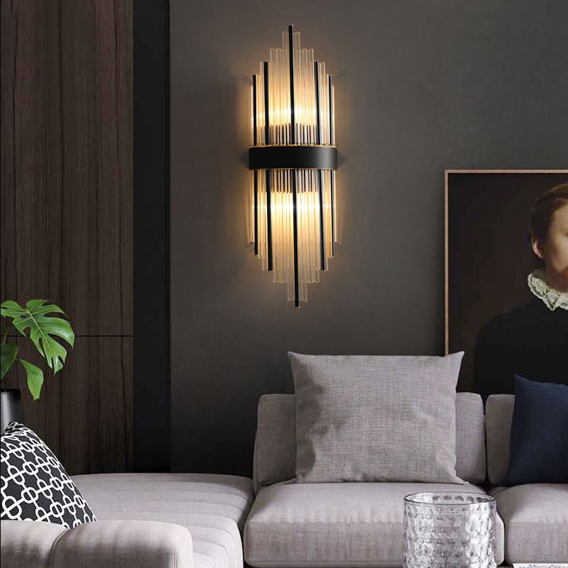 Transparent Crystal LED Wall Lamp 23.5" H Post-modern Style Copper Sconce Lights for Living Room