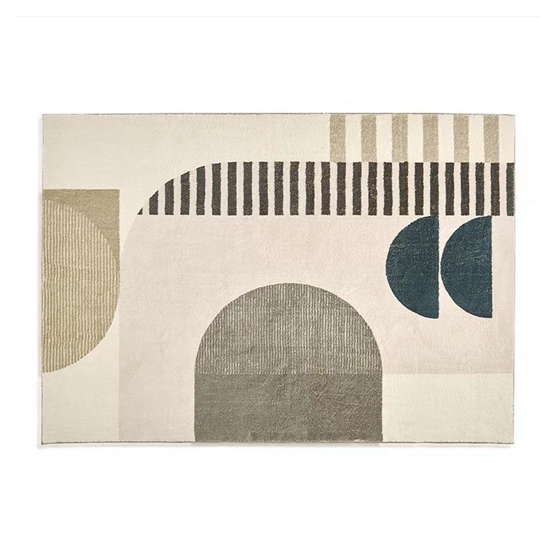 Beige Modern Carpet Polyester Irregular Line Carpet Washable Carpet for Home Decor