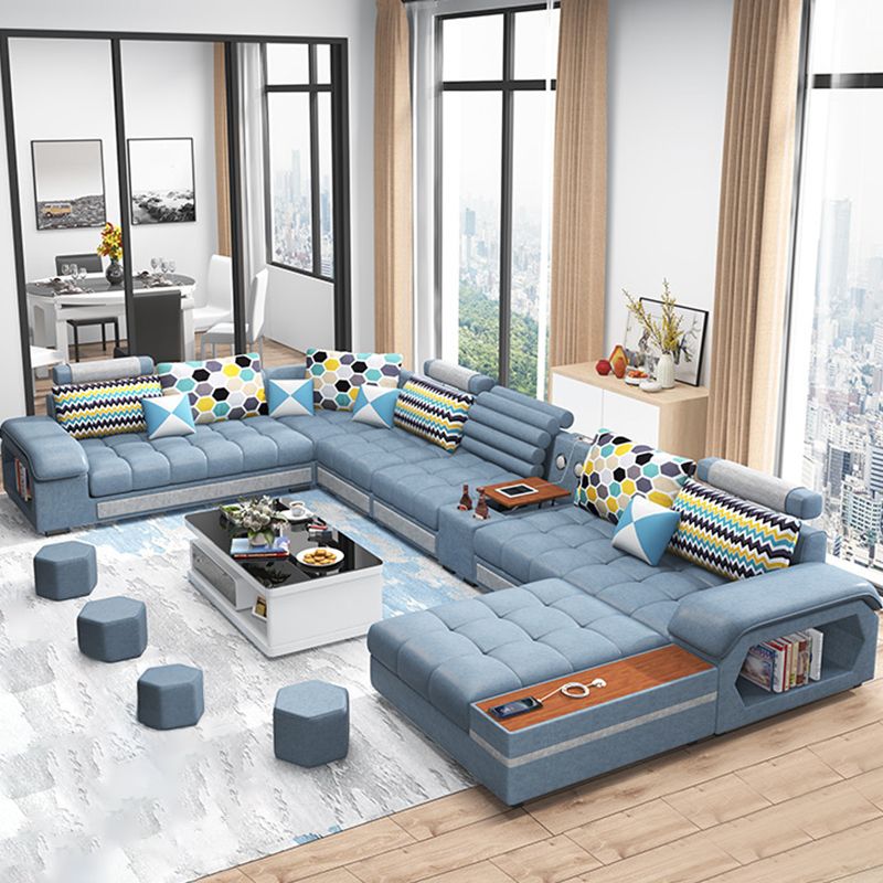 Blue Sofa/sectional with Storage for Living Room 33.46" High