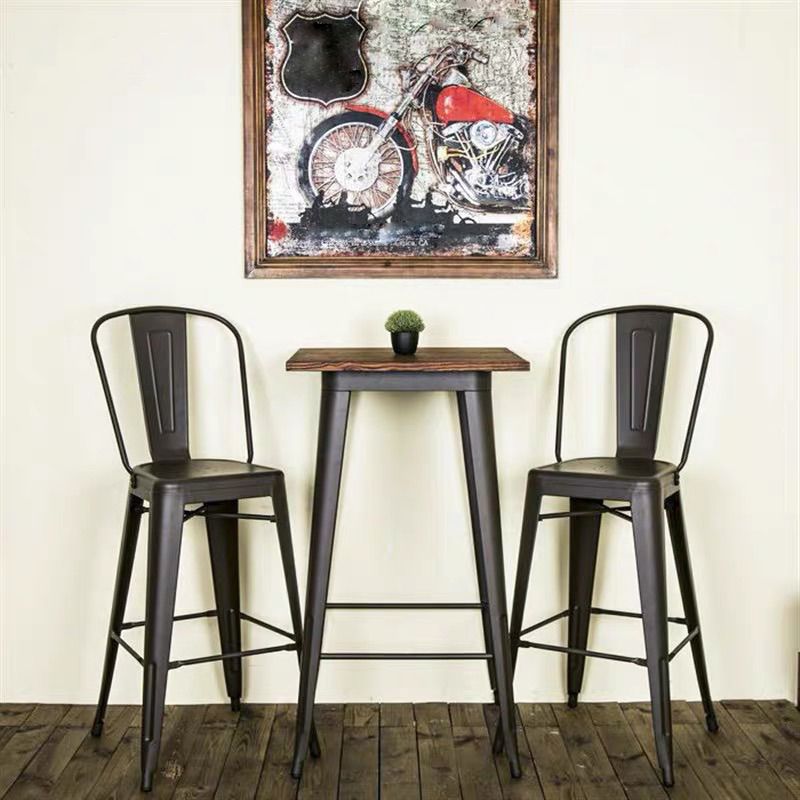 Industrial Pub Table Solid Wood Bar Height Bar Table for Cafe and Breakroom