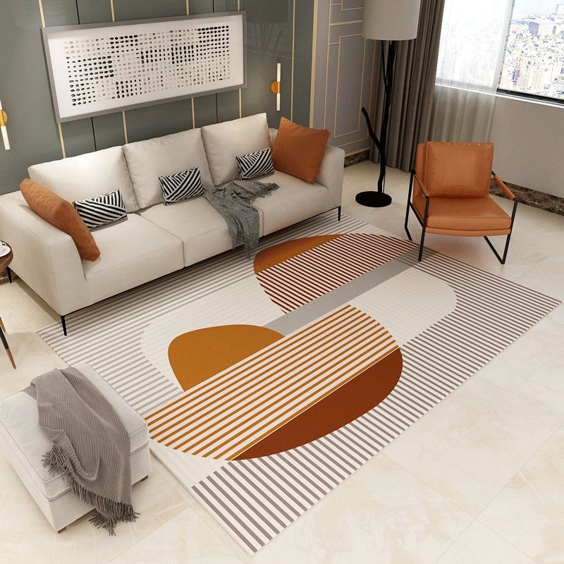 Modern Color-Blocking Geometric Rug Multicolor Polypropylene Rug Machine Washable Non-Slip Pet Friendly Area Rug for Room