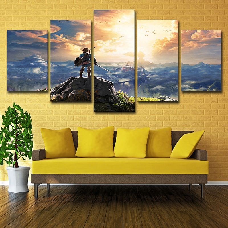Kids Wall Art Yellow Digital Print Legend of Zelda the Breath of the Wild Canvas