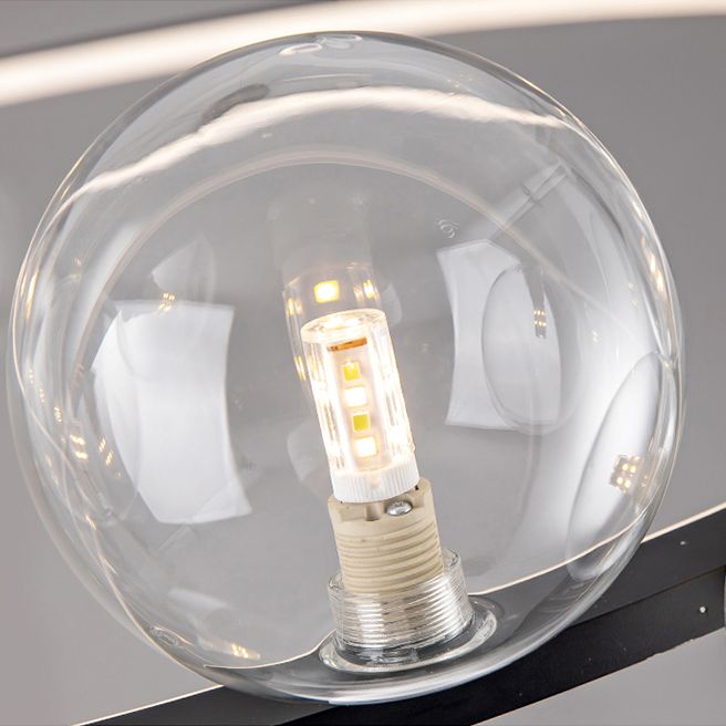 Almacina de vaso de vidrio creativo redondo LED LED Minimalismo Contemporáneo accesorio de iluminación con alambre de suspensión ajustable de 47 "