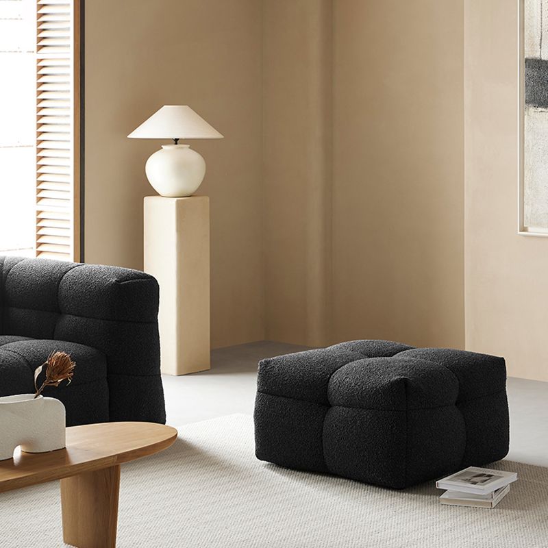 Contemporary 41.3" D Wool Sofa Biscuit Back Tuxedo Fabric Sofa