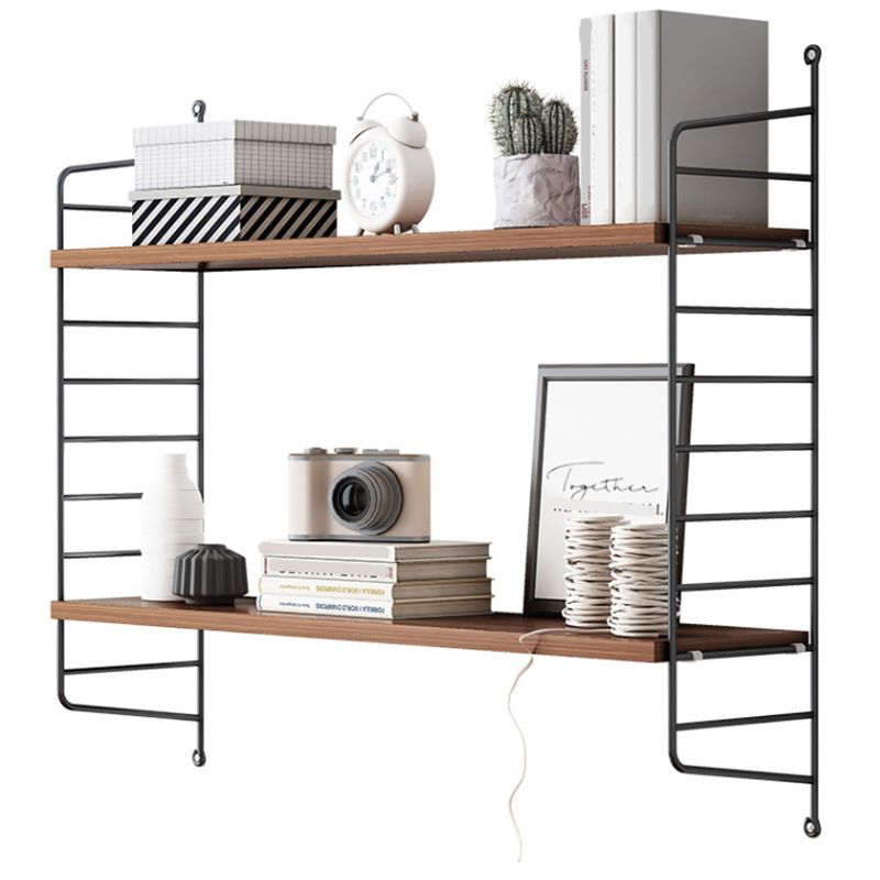 Engineered Wood Bookcase Floating Industrial Closed Back Bookshelf
