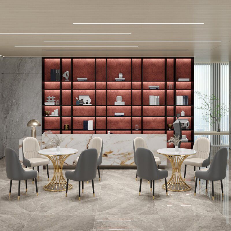 Modern Style Round Dining Table Sintered Stone Pedestal Table for Dining Room