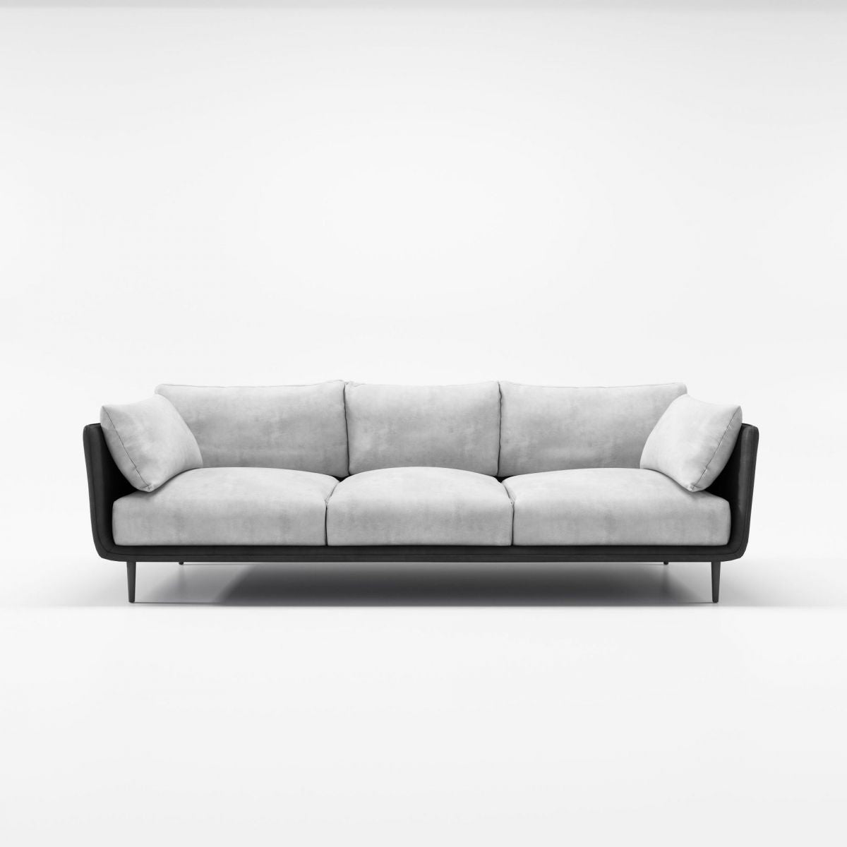 Stain Resistant Square Arm 3/4-Seat Sofa Extra Long Faux Leather Settee