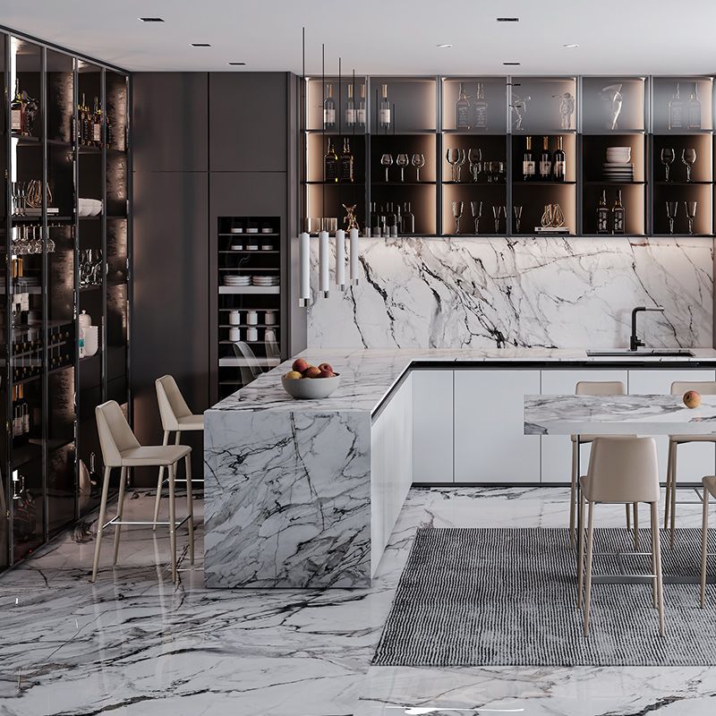 Modern Backrest Bar Stool Leather Metal Base Counter Stool for Living Room