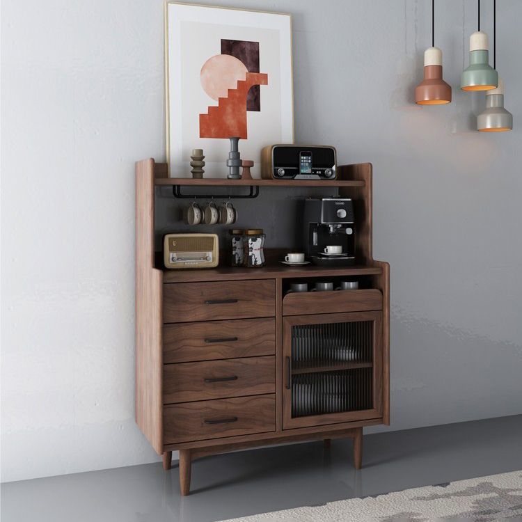 Modern Dining Server Pine Buffet Server with Drawers for Kitchen