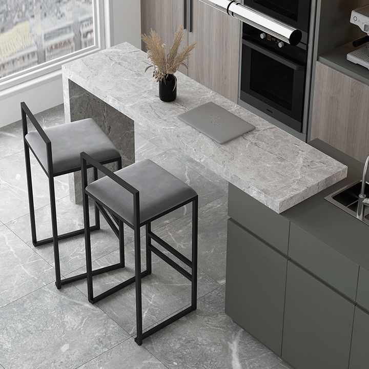 Contemporary Bar and Counter Stool Low Back Stool with Sled Base