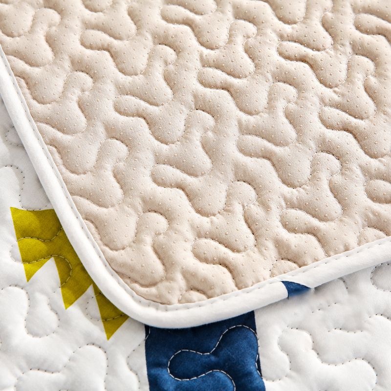 Modern Geometric Printed Rug Multicolored Cotton Area Carpet Non-Slip Backing Stain-Resistant Indoor Rug for Bedroom