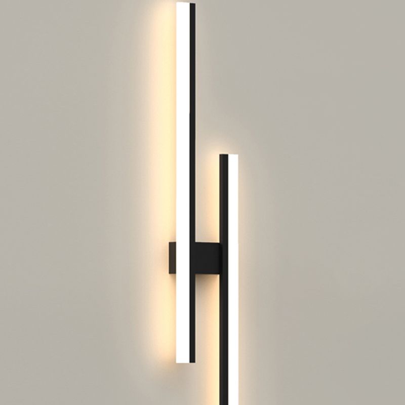 Forma lineal Luz de pared de metal Estilo moderno 2 luces Luz de montaje de pared Luz de luz en negro