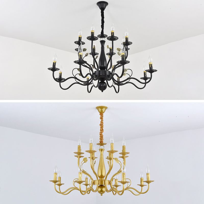 Curved Arm Metal Chandelier Light Fixtures Traditional Living Room Suspended Lighting Fixture