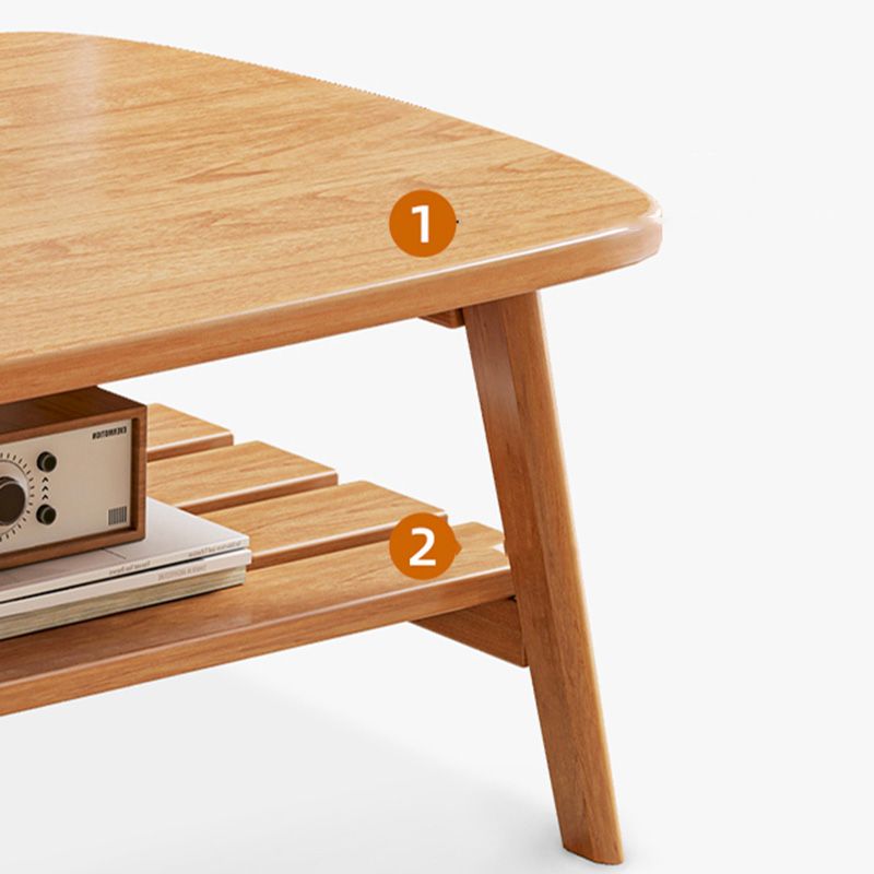 Contemporary Wooden Single Coffee Table 4 Legs Folding Cocktail Table with Storage Shelf