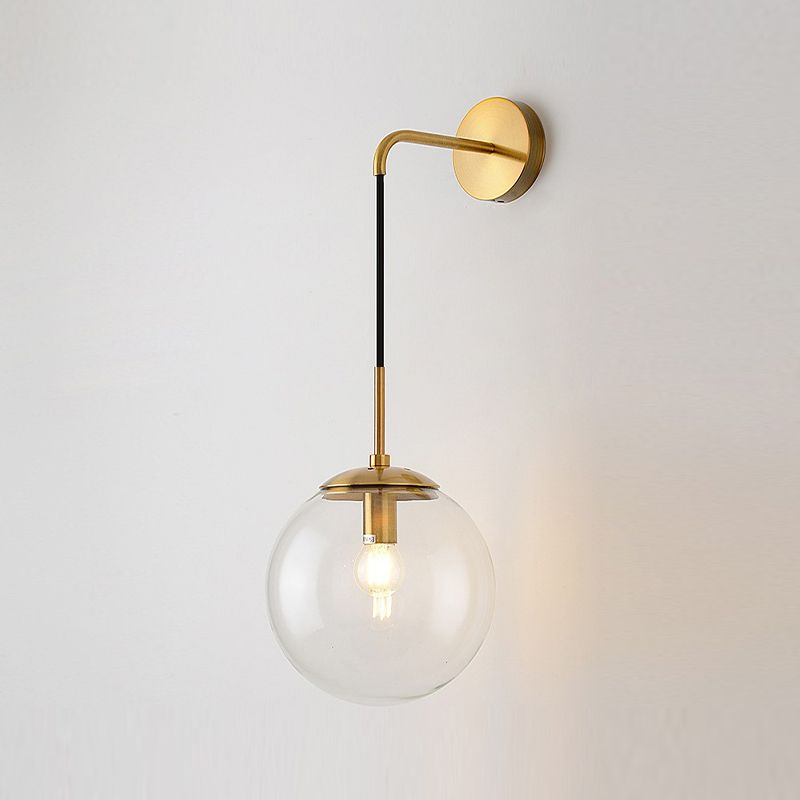 Glass Globe Wall Hanging Lamp Modern 1-Light Dining Room Wall Sconce