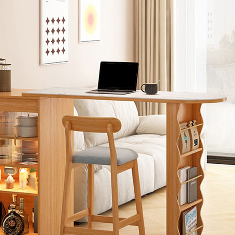 Contemporary Style 1/2 Pieces Stone Specialty Bar Table Set for Living Room