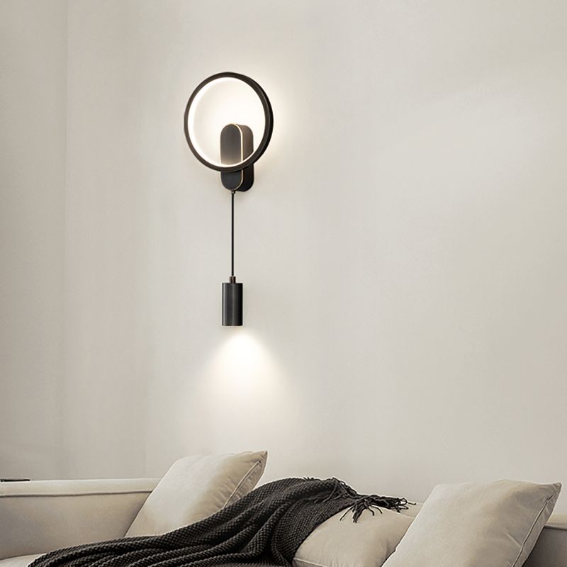 Modern Metal Wall Sconce Cylinder Shape Wall Light with Silicone Shade for Bedroom