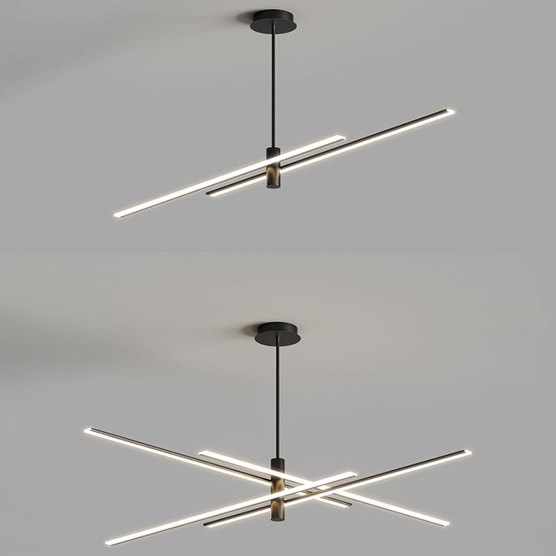 Lineaire woonkamer kroonluchter acryl -eenvoud LED -ophanging verlichting armatuur