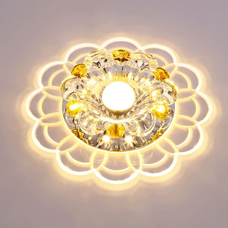 LED-Kristall-Deckenleuchte, moderne Flur-Unterputz-Deckenleuchte mit Loch 2–3,5 Zoll Durchmesser