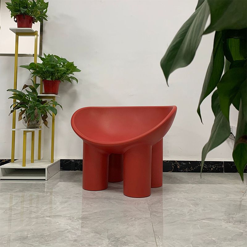 Modern Armless PP Accent Chair Bowl Shape Elephant Legs Papasan Chair