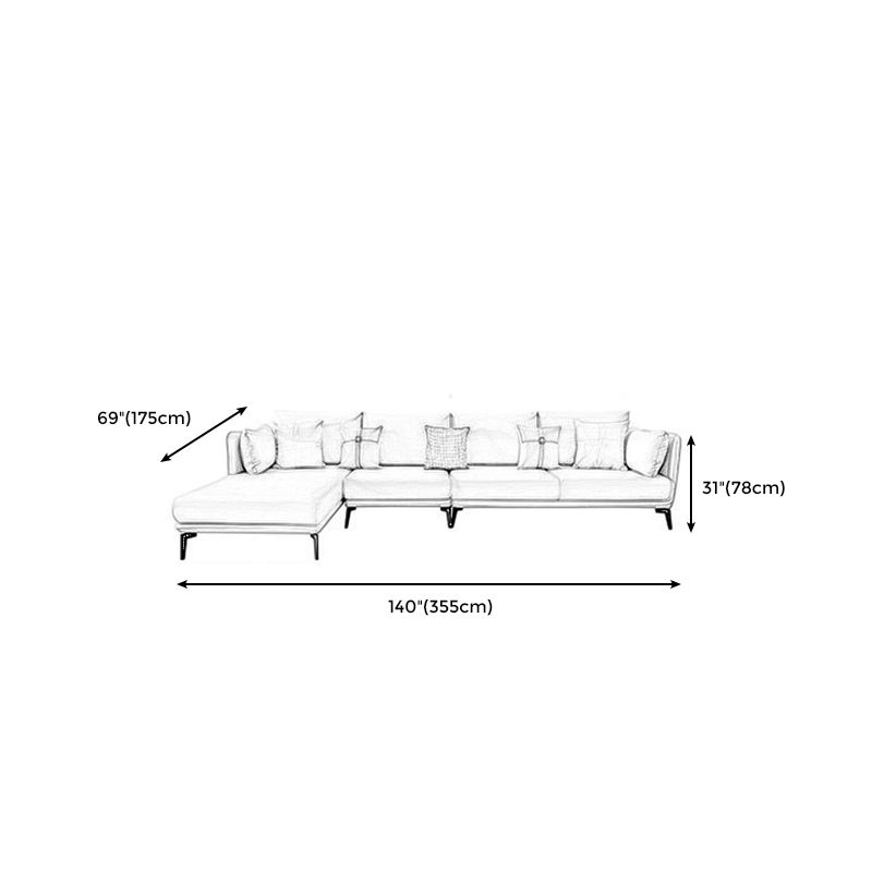 Modern Stain-Resistant Faux Leather Sofa Square Arm Sectional for Apartment