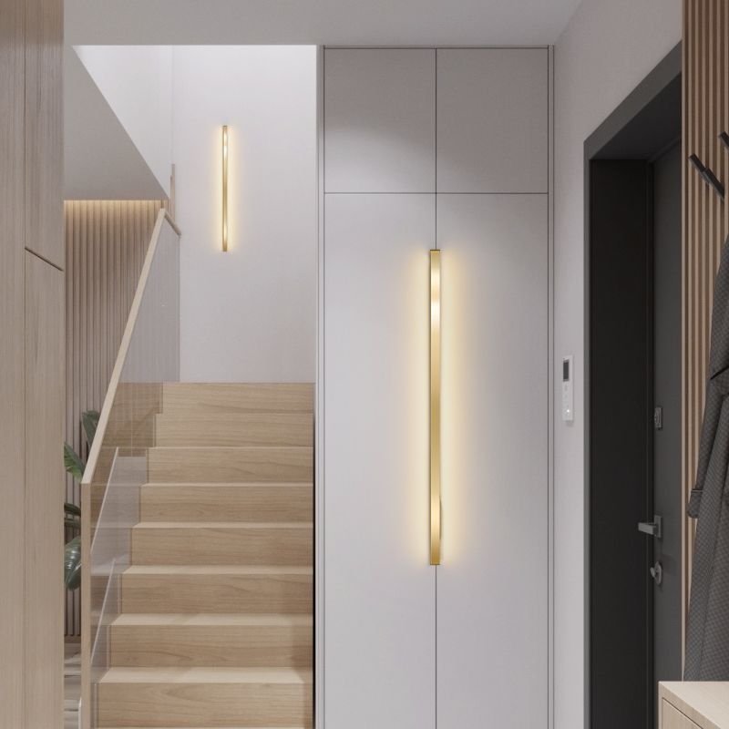 Linear Shape Metal Wall Light Modern Style Single Light Wall Lighting Idea