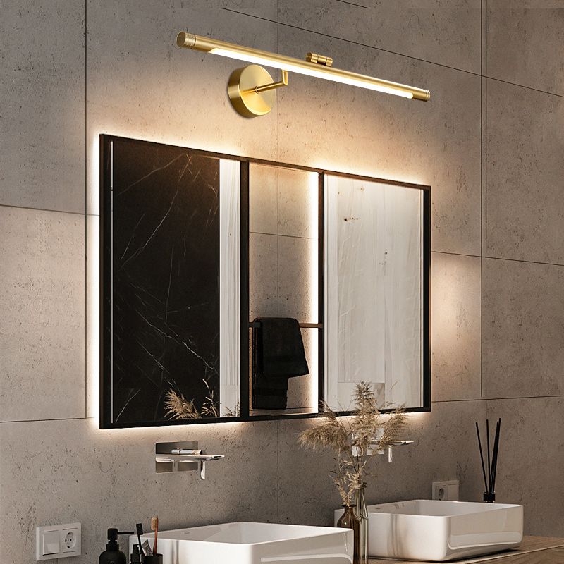 Lineare Wandleuchtenbeleuchtung modernes Metall 1 Leichtes Leuchten in Gold für Badezimmer