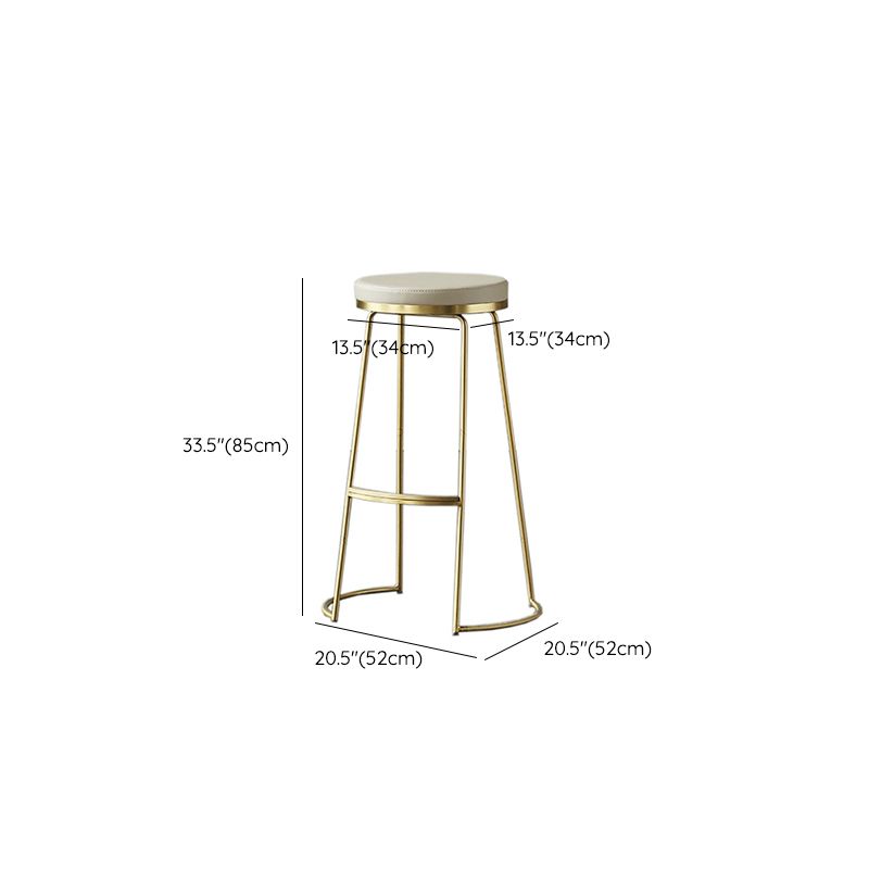 Modern Backless Counter Stool Upholstered Bar Stool with Metal Base