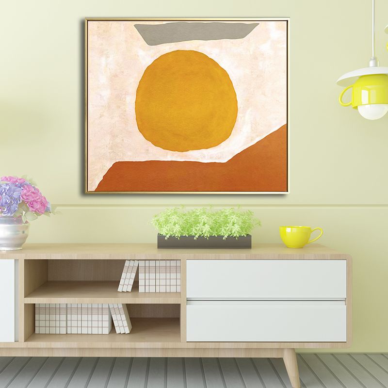 Universe Space Wall Art Cartoon Textured Wrapped Canvas in Yellow for Living Room