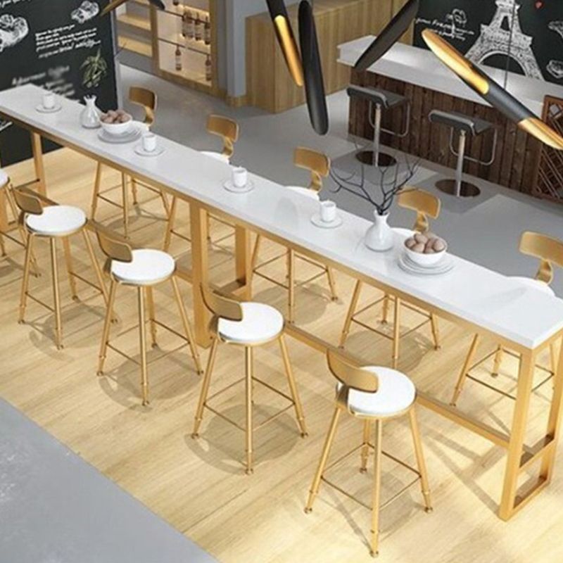 Glam Wood Bar Table with Rectangle Table Top Gold Trestle Table - 42" H