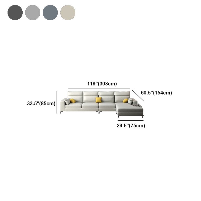 Faux Leather L-Shape Sectional with Pillow Back for Four People