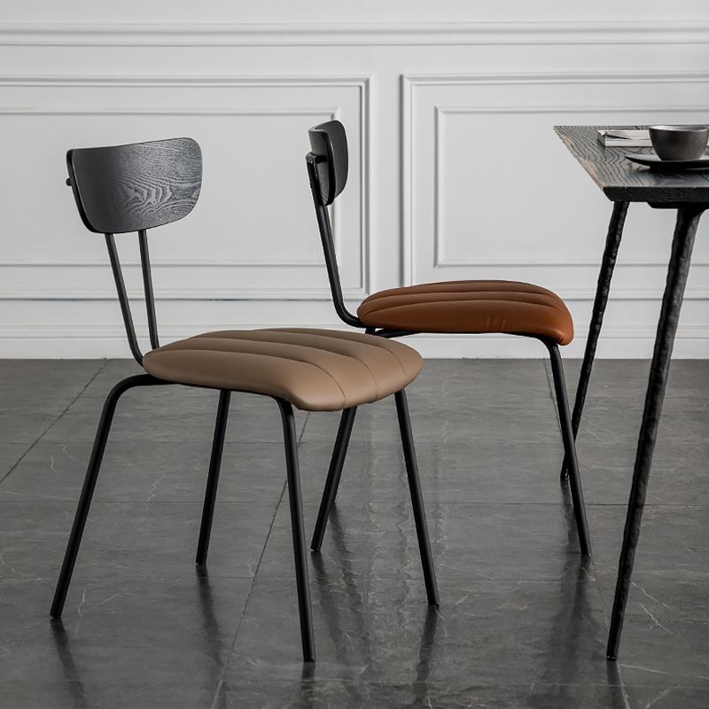 Chaises de salle à manger de style industriel, chaises latérales de cuisine sans accoudoirs avec pieds en métal