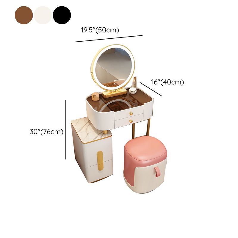 Glam Glass Makeup Counter 29.9" H Bedroom Make-up Vanity with Drawer