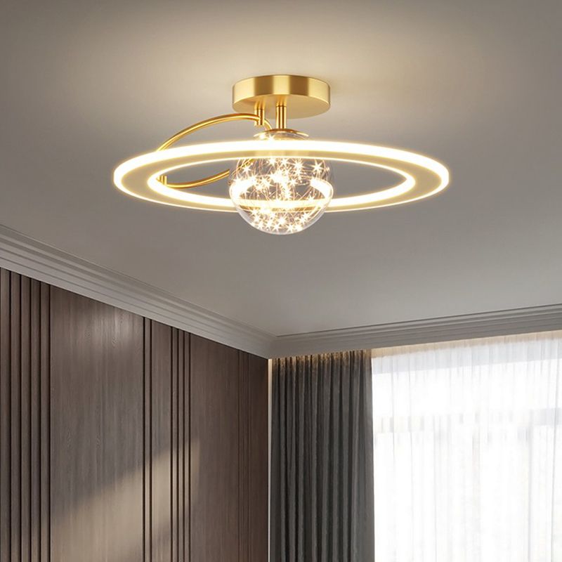 Plafonnier LED doré à éclairage encastré moderne Gypsophila