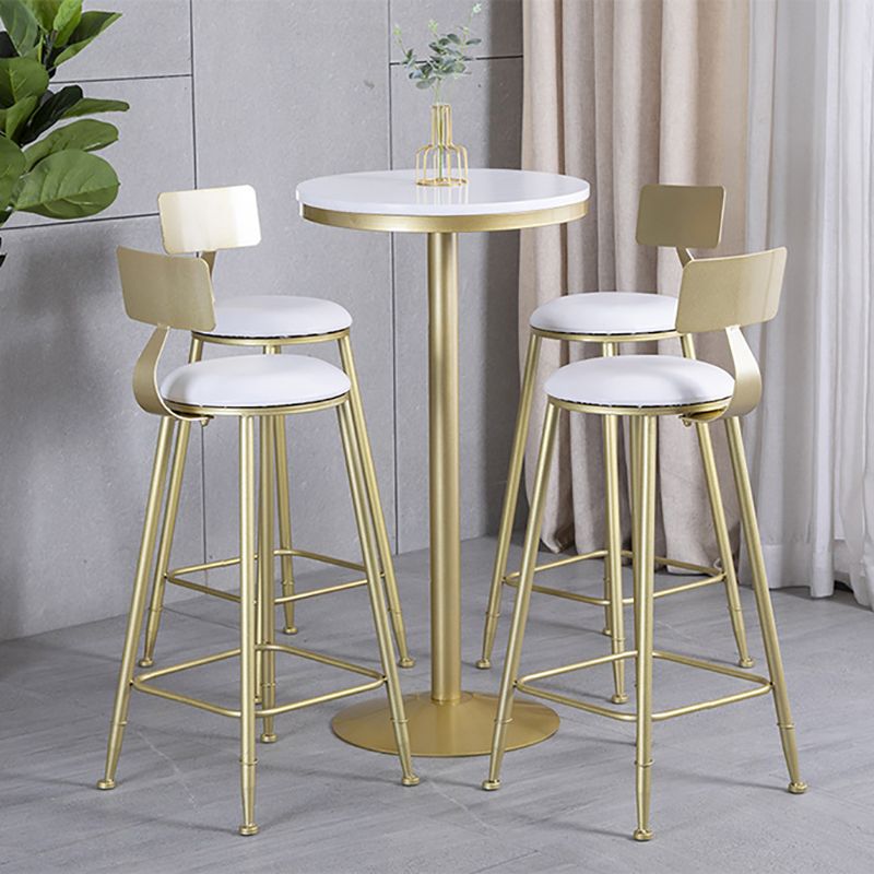 Nordic Style Upholstered Counter Height Stool Low Back Barstool with Metal Legs